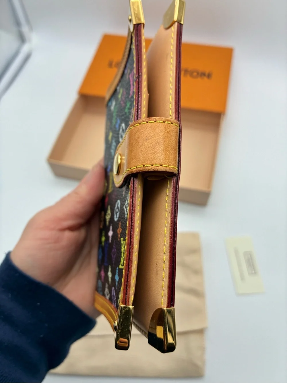 Louis Vuitton Black Multicolor Murakami Monogram agenda pm with Tan Trim